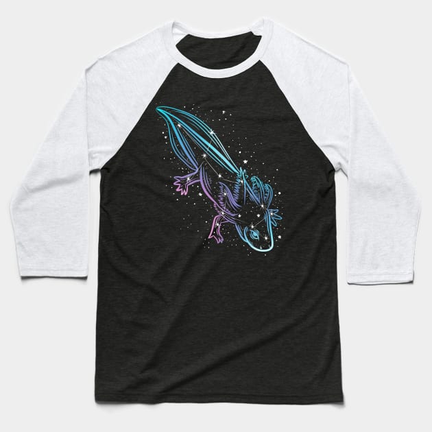 Axolotl constellation Baseball T-Shirt by absolemstudio